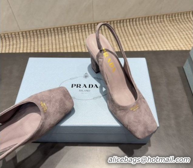 Hot Style Prada Suede high heel slingbacks pump 8.5cm Grey 1I838N 1205060 2026