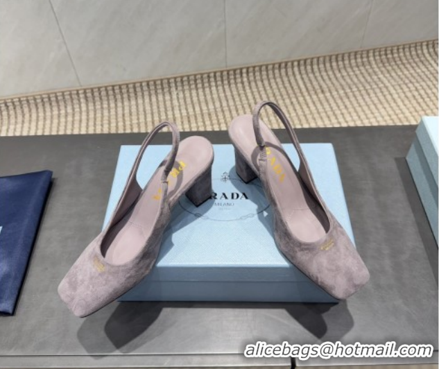 Hot Style Prada Suede high heel slingbacks pump 8.5cm Grey 1I838N 1205060 2026