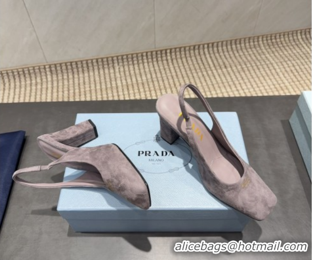 Hot Style Prada Suede high heel slingbacks pump 8.5cm Grey 1I838N 1205060 2026