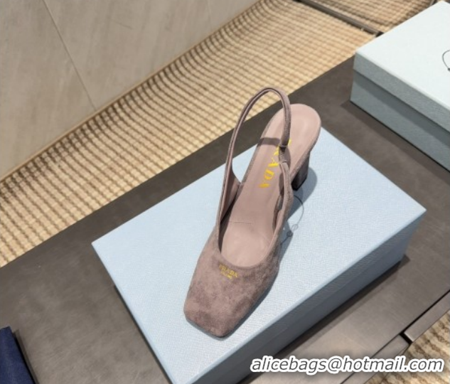 Hot Style Prada Suede high heel slingbacks pump 8.5cm Grey 1I838N 1205060 2026