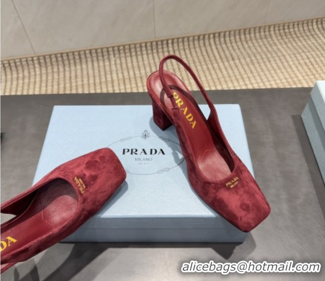 Good Product Prada Suede high heel slingbacks pump 8.5cm Red 1I838N 1205062 2026