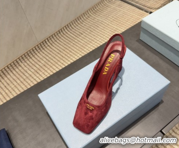 Good Product Prada Suede high heel slingbacks pump 8.5cm Red 1I838N 1205062 2026
