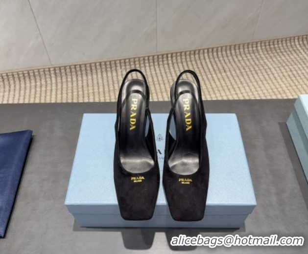 Popular Style Prada Suede high heel slingbacks pump 8.5cm Black 1I838N 1205063 2026