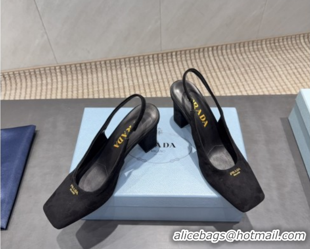 Popular Style Prada Suede high heel slingbacks pump 8.5cm Black 1I838N 1205063 2026