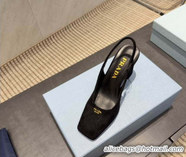 Popular Style Prada Suede high heel slingbacks pump 8.5cm Black 1I838N 1205063 2026