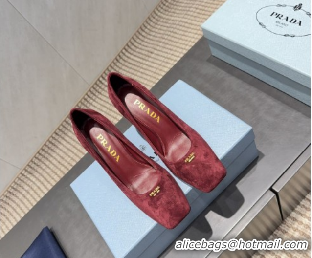 Stylish Prada Suede high heel pumps 8.5cm Red 1I838N 1205066 2026