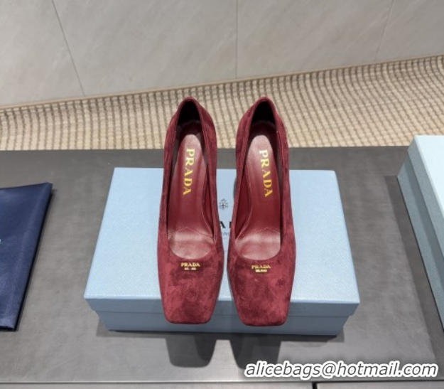 Stylish Prada Suede high heel pumps 8.5cm Red 1I838N 1205066 2026
