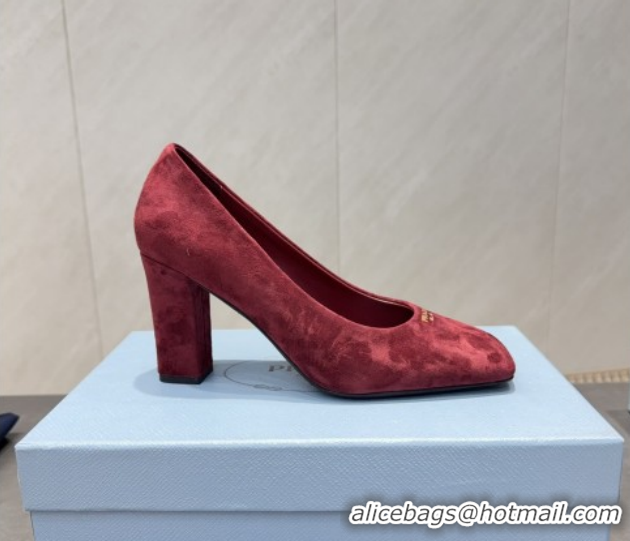 Stylish Prada Suede high heel pumps 8.5cm Red 1I838N 1205066 2026