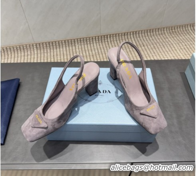 Pretty Style Prada Suede heel slingbacks pump 8.5cm Grey PR120504 1205068 2026
