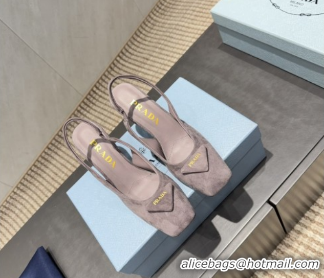 Pretty Style Prada Suede heel slingbacks pump 8.5cm Grey PR120504 1205068 2026