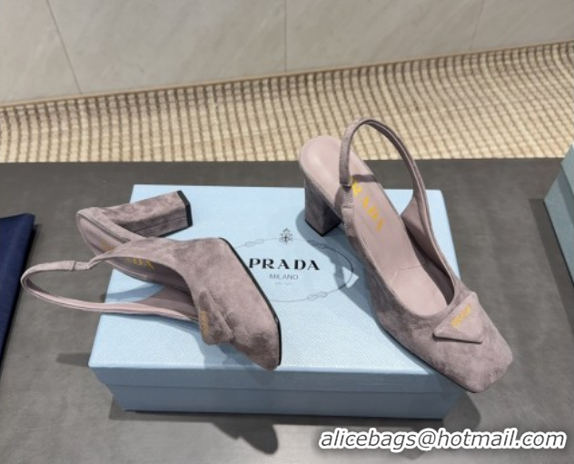 Pretty Style Prada Suede heel slingbacks pump 8.5cm Grey PR120504 1205068 2026