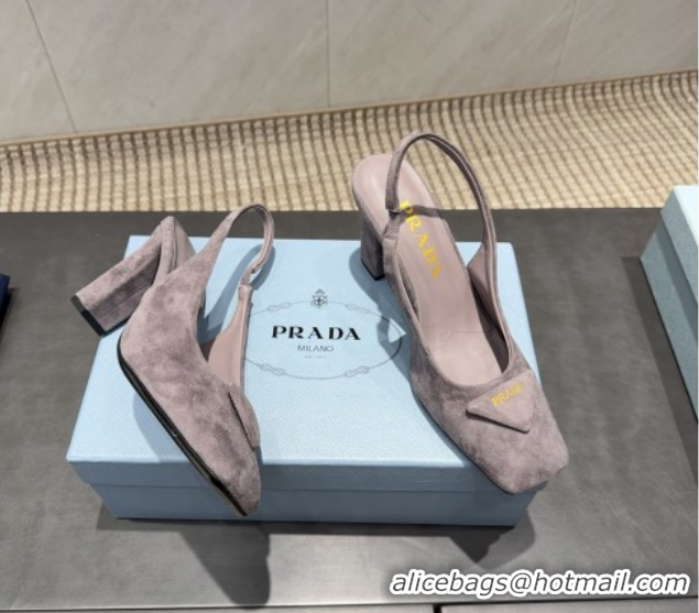 Pretty Style Prada Suede heel slingbacks pump 8.5cm Grey PR120504 1205068 2026