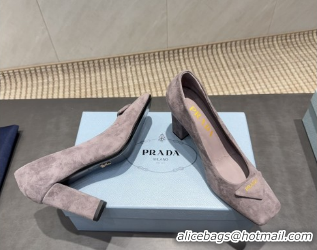 Charming Prada Suede heel pumps 8.5cm Grey PR120504 1205072 2026