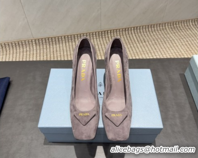 Charming Prada Suede heel pumps 8.5cm Grey PR120504 1205072 2026