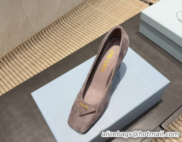 Charming Prada Suede heel pumps 8.5cm Grey PR120504 1205072 2026