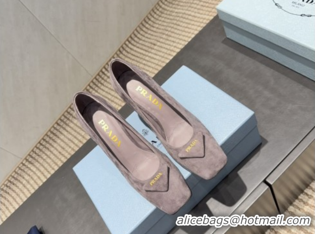Charming Prada Suede heel pumps 8.5cm Grey PR120504 1205072 2026