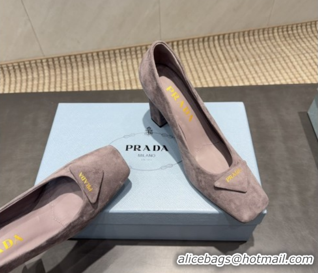 Charming Prada Suede heel pumps 8.5cm Grey PR120504 1205072 2026