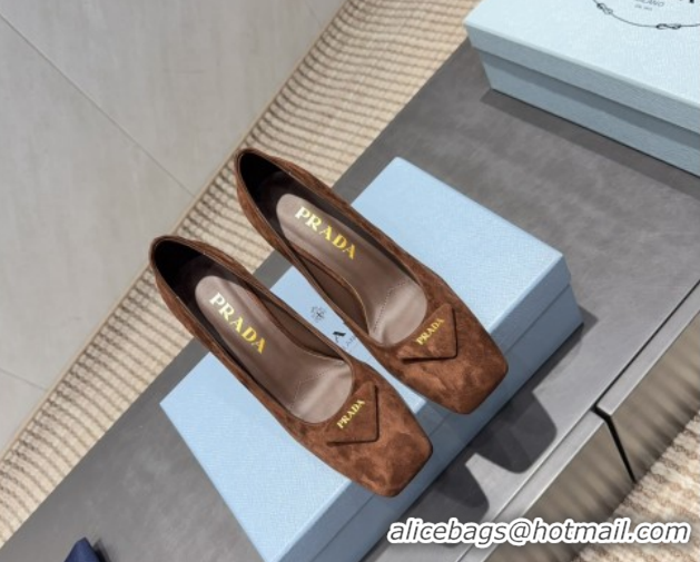 Perfect Prada Suede heel pumps 8.5cm Brown PR120504 1205073 2026