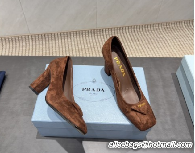 Perfect Prada Suede heel pumps 8.5cm Brown PR120504 1205073 2026