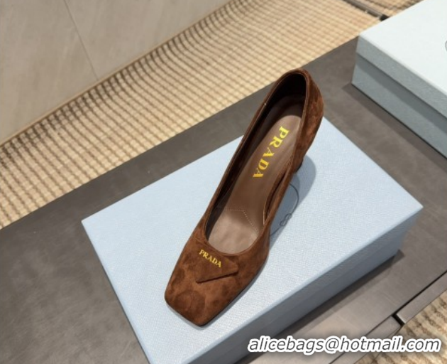 Perfect Prada Suede heel pumps 8.5cm Brown PR120504 1205073 2026