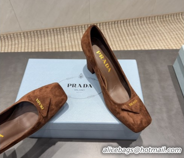 Perfect Prada Suede heel pumps 8.5cm Brown PR120504 1205073 2026