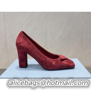 Classic Hot Prada Suede heel pumps 8.5cm Red 2025 PR120504 1205074 2026