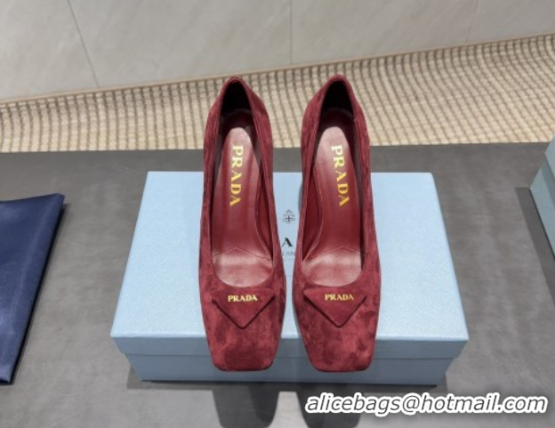 Classic Hot Prada Suede heel pumps 8.5cm Red 2025 PR120504 1205074 2026