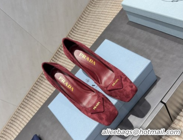 Classic Hot Prada Suede heel pumps 8.5cm Red 2025 PR120504 1205074 2026