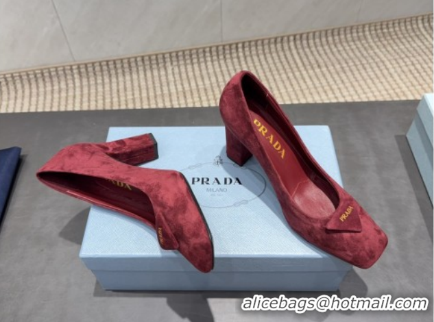 Classic Hot Prada Suede heel pumps 8.5cm Red 2025 PR120504 1205074 2026