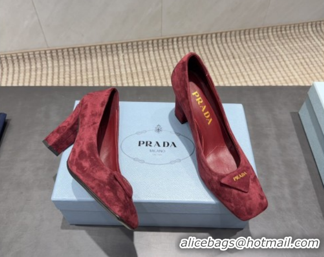 Classic Hot Prada Suede heel pumps 8.5cm Red 2025 PR120504 1205074 2026