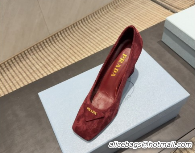Classic Hot Prada Suede heel pumps 8.5cm Red 2025 PR120504 1205074 2026