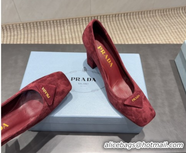 Classic Hot Prada Suede heel pumps 8.5cm Red 2025 PR120504 1205074 2026