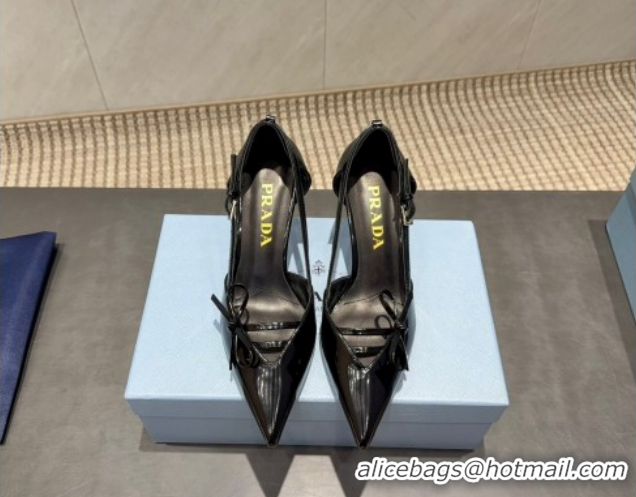 Pretty Style Prada Patent Leather Heel Pumps 7.5cm with Bow Buckle Black PR120602 1206014 2026