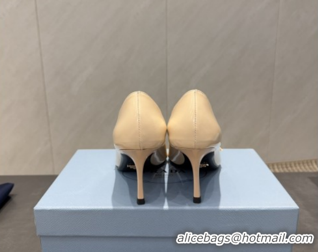 Unique Style Prada Patent Leather Heel Pumps 7.5cm with Bow Beige PR120603 1206019 2026