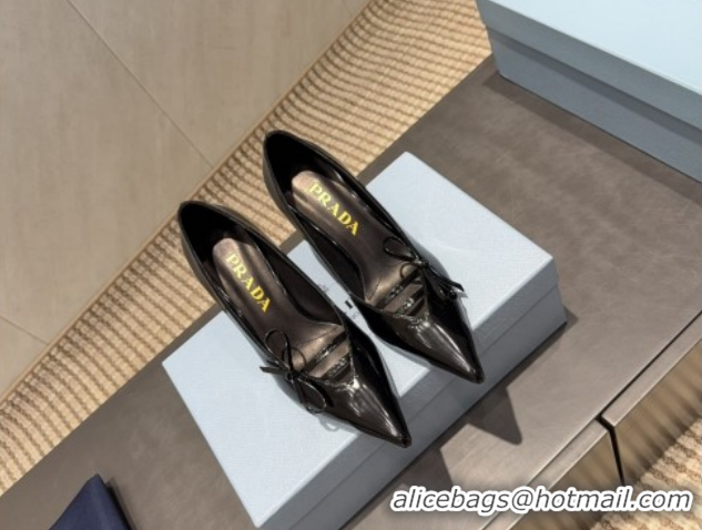 Low Price Prada Patent Leather Heel Pumps 7.5cm with Bow Black PR120603 1206021 2026