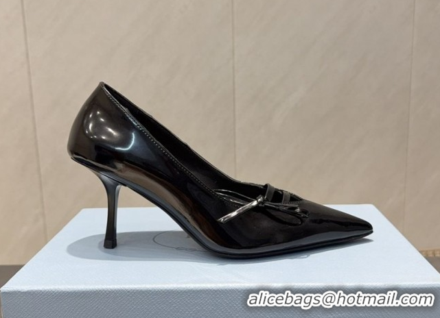 Low Price Prada Patent Leather Heel Pumps 7.5cm with Bow Black PR120603 1206021 2026