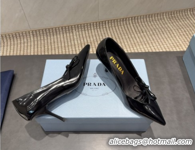 Low Price Prada Patent Leather Heel Pumps 7.5cm with Bow Black PR120603 1206021 2026