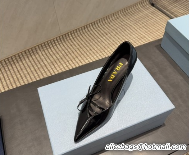 Low Price Prada Patent Leather Heel Pumps 7.5cm with Bow Black PR120603 1206021 2026