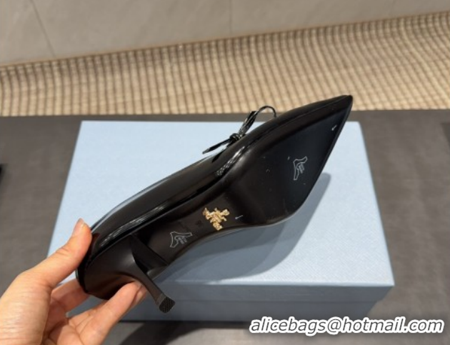 Low Price Prada Patent Leather Heel Pumps 7.5cm with Bow Black PR120603 1206021 2026