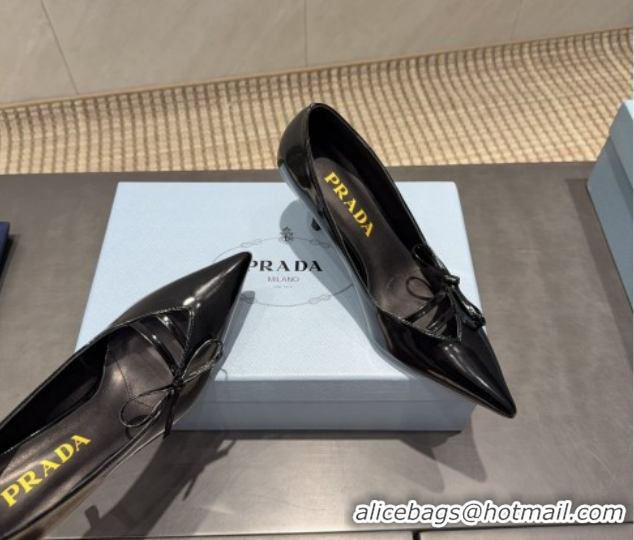 Low Price Prada Patent Leather Heel Pumps 7.5cm with Bow Black PR120603 1206021 2026