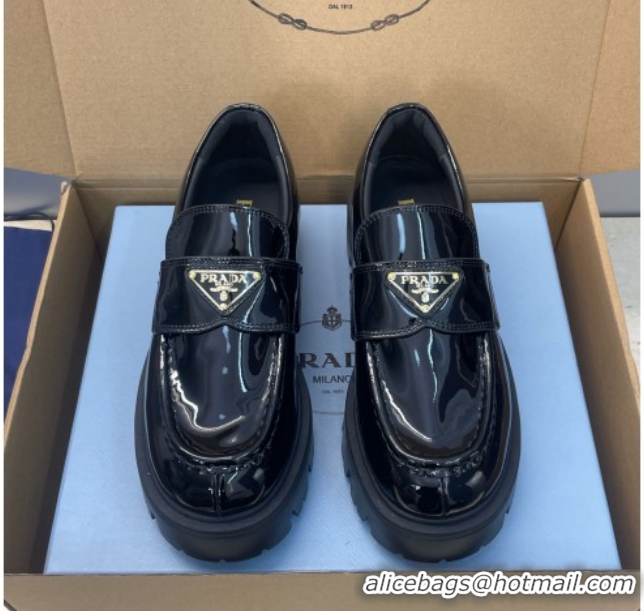 Most Popular Prada Patent Leather Platform Loafers 4.5cm Black PR120604 1206023 2026