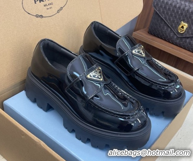 Most Popular Prada Patent Leather Platform Loafers 4.5cm Black PR120604 1206023 2026