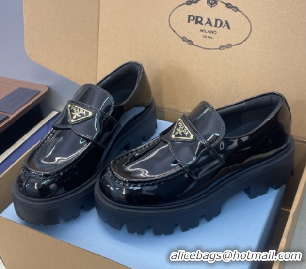 Most Popular Prada Patent Leather Platform Loafers 4.5cm Black PR120604 1206023 2026