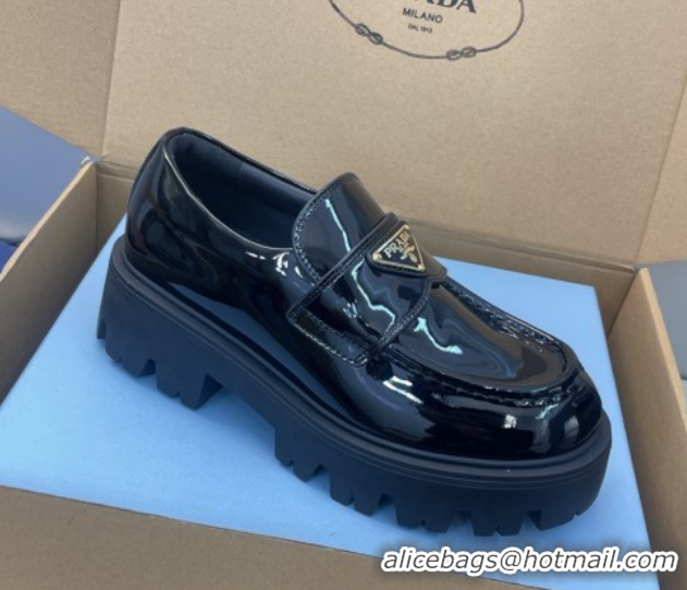 Most Popular Prada Patent Leather Platform Loafers 4.5cm Black PR120604 1206023 2026