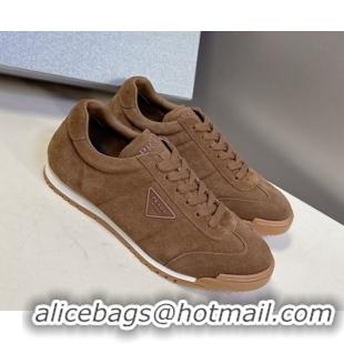 Stylish Prada Suede Sneakers Brown PR120605 1206028
