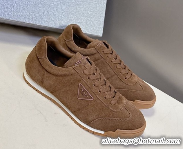 Stylish Prada Suede Sneakers Brown PR120605 1206028