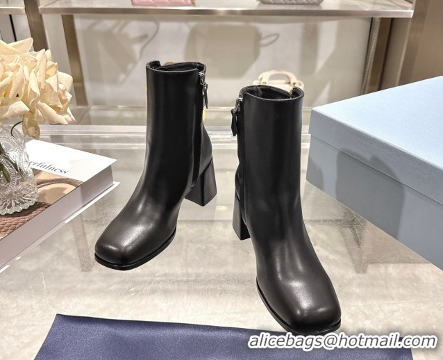 Low Price Prada Calf Leather Heel Ankle Boots 6.5cm with Buckle Black 1206035 2026