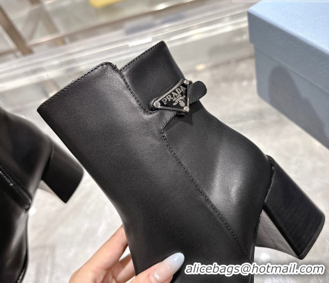 Low Price Prada Calf Leather Heel Ankle Boots 6.5cm with Buckle Black 1206035 2026