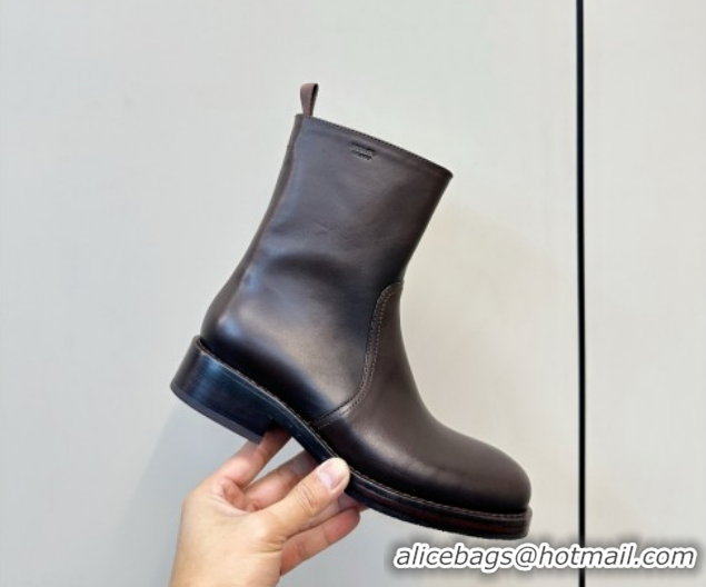 Best Product Prada Calf Leather Flat Ankle Boots Brown PR120606 1206037 2026