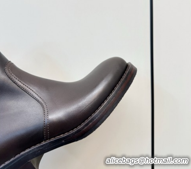 Best Product Prada Calf Leather Flat Ankle Boots Brown PR120606 1206037 2026